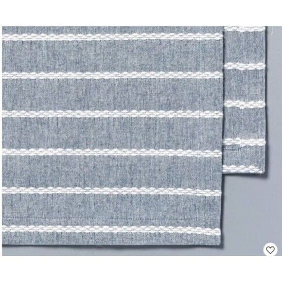 Hearth & Hand™ with Magnolia Blue Stripe Table Runner Dobby Woven Faded Blue New - Picture 4 of 6
